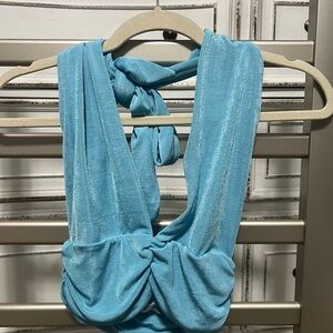 Blue Halter Neck Women's Top